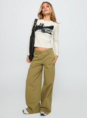 Combatica Mid Rise Wide Leg Pants Army Green