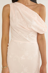 Alivya Asymmetric Neckline Maxi Dress Embellished Pink