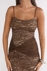 Keep Them Talking Ruched Waist Maxi Dress Chocolate