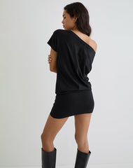 Edwina Off The Shoulder Mini Dress in Black