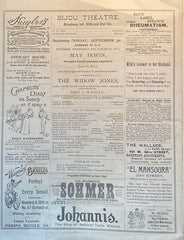 Bijou Theatre, NY. "The Widow Jones." Sept. 30, 1895.