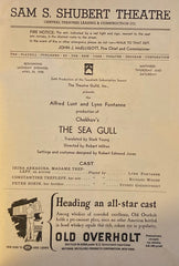 Shubert Theatre, NY. Lunt & Fontanne star in "The Sea Gull." April 25, 1938.