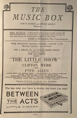 The Music Box, NY. "The Little Show." August 5, 1929. With Clifton Webb.