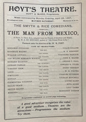 Hoyt's Theatre, NY. "The Man From Mexico." April 26, 1897.