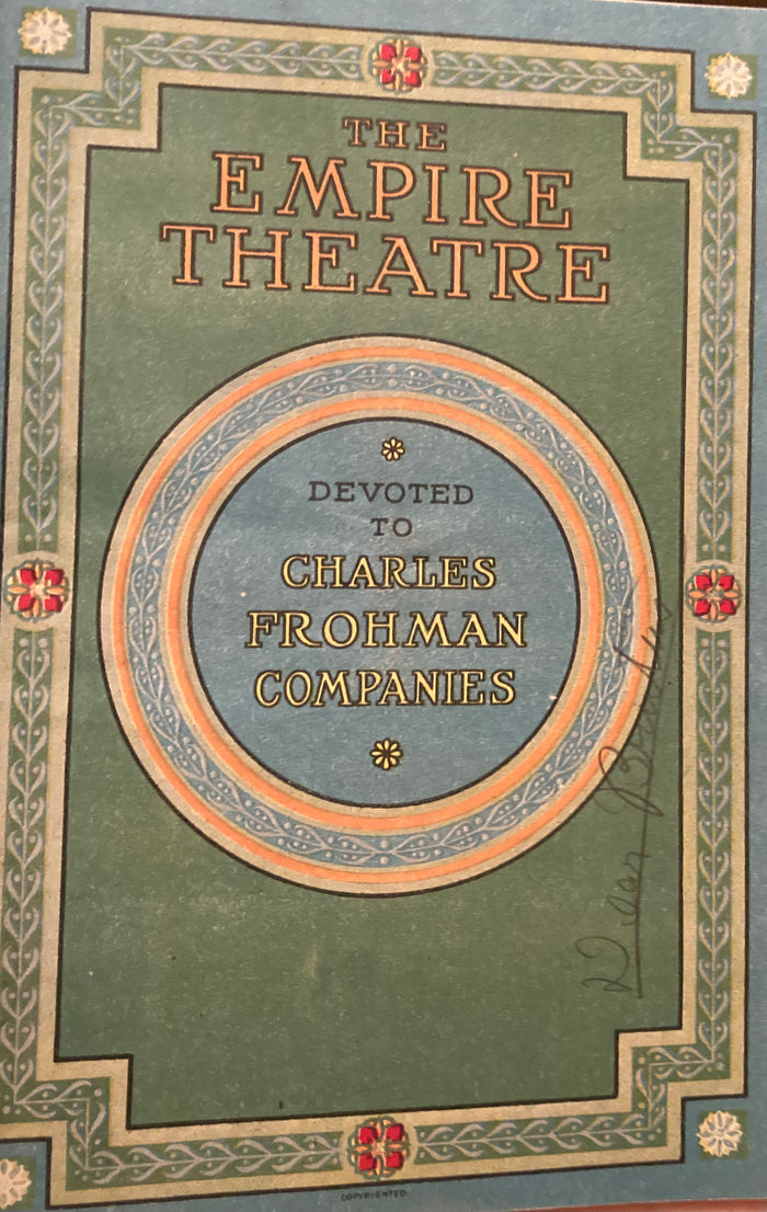 (J. M. Barrie) Empire Theatre, NY. "Dear Brutus." Feb. 3, 1919. Starring William Gillette and Helen Hayes.