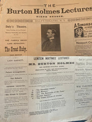 Daly's Theatre, NY. "The Burton Holmes Lectures, Sixth Season." March 20, 1899.