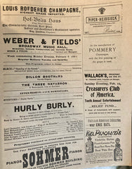 Weber & Fields' Broadway Music Hall, NY. Feb. 8, 1899. "Hurly Burly."