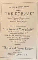 Neighborhood Playhouse, NY. "The Romantic Young Lady." Plus "The Dybbuk." Season 1925-6. No. 3.