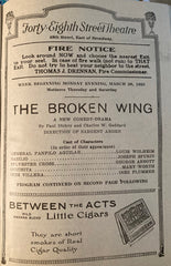 Forty-Eighth Street Theatre, NY. "The Broken Wing." March 28, 1921.