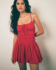 Rasmil Bubble Mini Dress in Adrenaline Red