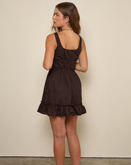 Shoyo Frill Mini Dress in Bitter Chocolate