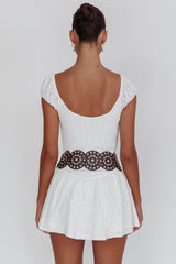 Mirela Cap Sleeve Lace Mini Dress White