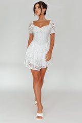 Tayah Tiered Lace Mini Dress Off White