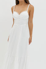 Golden Suns Scallop Trim Midi Dress White