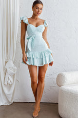 Theodore Ruffle Trimmed Mini Dress Sage