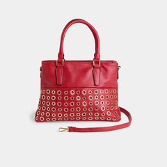 Amabel Double Compartment Grommet Tote - Red