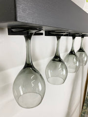 Black Floating Shelf with Wine Glass Hangers