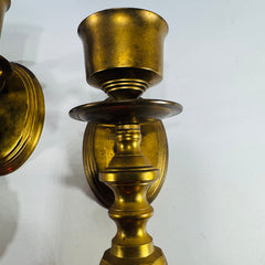 Brass Wall Sconce Candle Holders Pair Vintage Brass Sconces