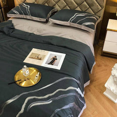 Chic Marble Abstract Embroidered Quilt - Summer Comforter Bedding Bliss