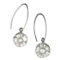 Clear Quartz in Daisy Flower shaped Earrings