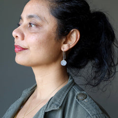 sheila of satin crystals wearing Clear Quartz in Daisy Flower shaped Earrings