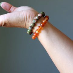 carnelian and unakite bracelet set