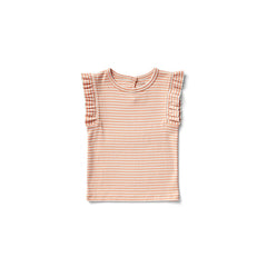 Frill Tee in Stripe, Gumdrop