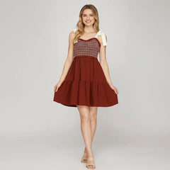 Game Day Shoulder Bow Dress (2 Colors) - 260 Broadway Boutique