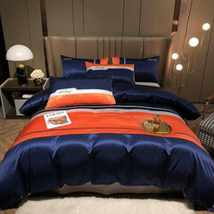 Geometric Patchwork Bedding Set: Comfortable Satin and Cotton Duvet Cover
