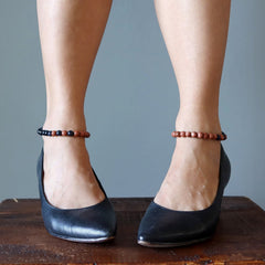 blue and brown goldstone anklets