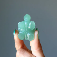 holding the Green Aventurine Turtle