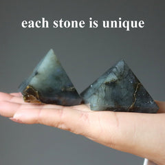 two labradorite pyramids