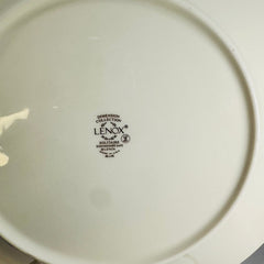 Lenox Solitaire Christmas Accent Luncheon Plate 9 3/8 Inch Holly Platinum 1999 to 2001 Single Plate