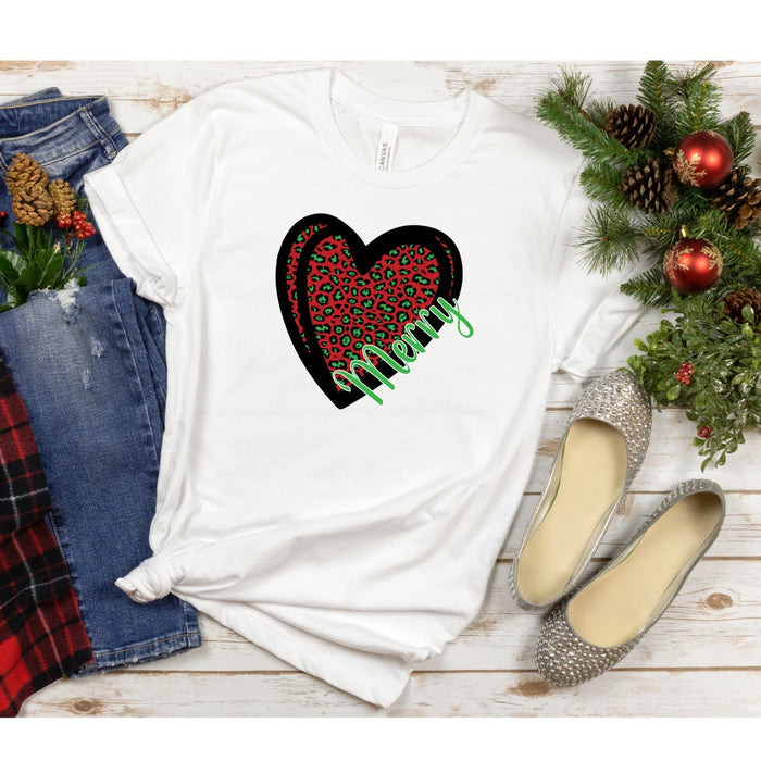 Leopard Christmas Tshirt, Merry Tshirt, Christmas Leopard Tshirt T-Shirt