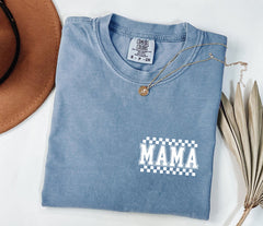 Mama Retro Plaid Checkered Front and Back Comfort Colors T Shirt