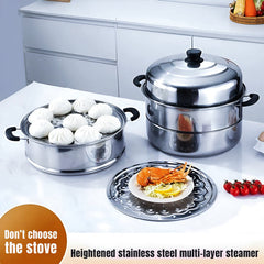 MH06978 သုံးဆင့်ပါ Stainless steel ပေါင်းအိုး
