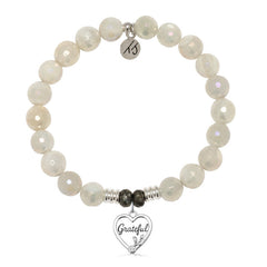 Moonstone Gemstone Bracelet with Grateful Sterling Silver Charm