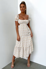Noelle Midi Dress - Yellow Floral