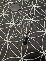 Obsidian Crystal Point Silver Necklace
