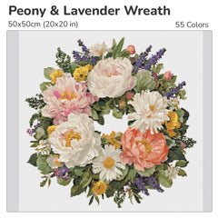 Peony & Lavender Wreath Diamond Painting Kit-40x40cm (16x16 in)-Heartful Diamonds