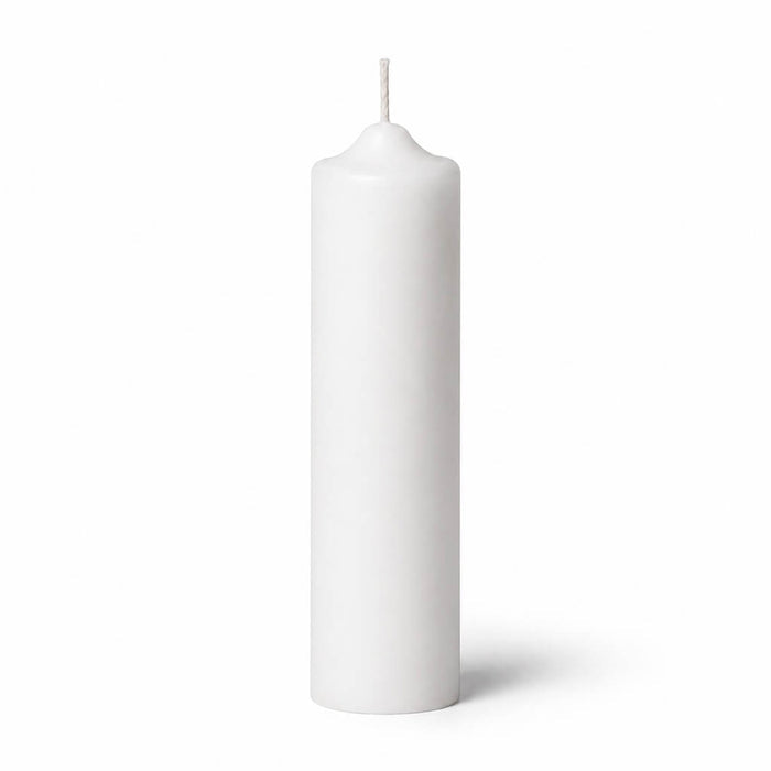 White vigil candle on white background