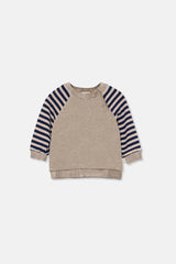 Sam Sweatshirt in Beige/Navy Stripes