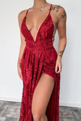 Scarlett Halter Maxi Dress - Burgundy