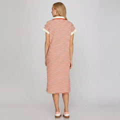Striped Collared Midi Dress - 260 Broadway Boutique