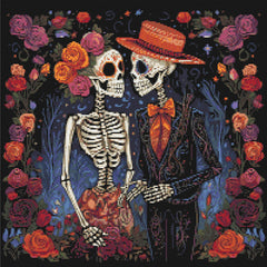 Sugar Skulls & Roses Diamond Painting Kit-50x50cm (20x20 in)-Heartful Diamonds