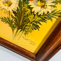 Vintage Framed Floral Print by ROBERT LAESSIG ANA— Poppies & Daisies (18x9)