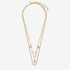White Pearl Stacks Of Style Necklace Set