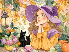 Witch's Tea Party Diamond Painting Kit-40x30cm (16x12 in)-Heartful Diamonds