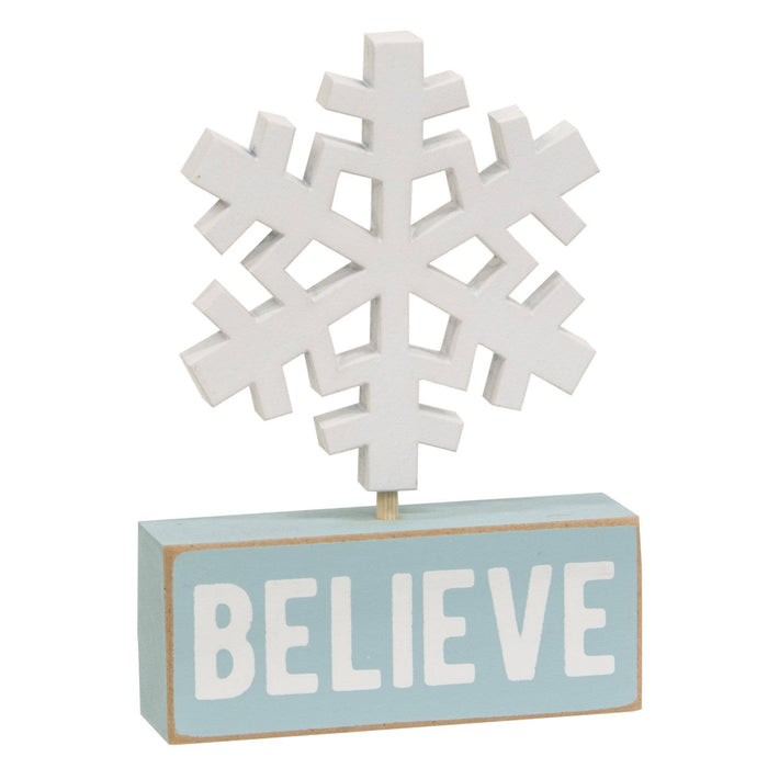 Wooden Snowflake on Believe Block