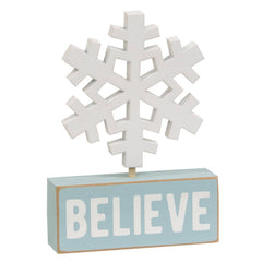 Wooden Snowflake on Believe Block